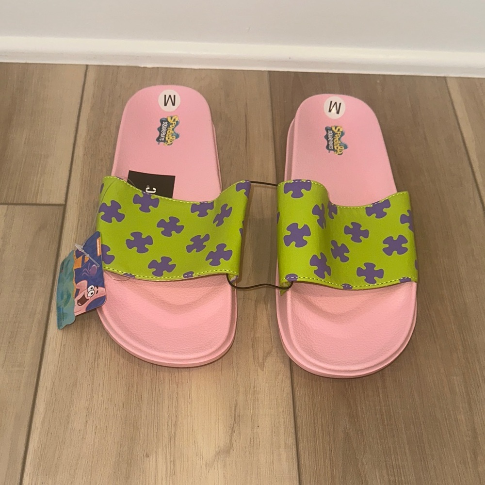 New Men’s Women’s Unisex SpongeBob SquarePants Pink & Green Slide Sandals